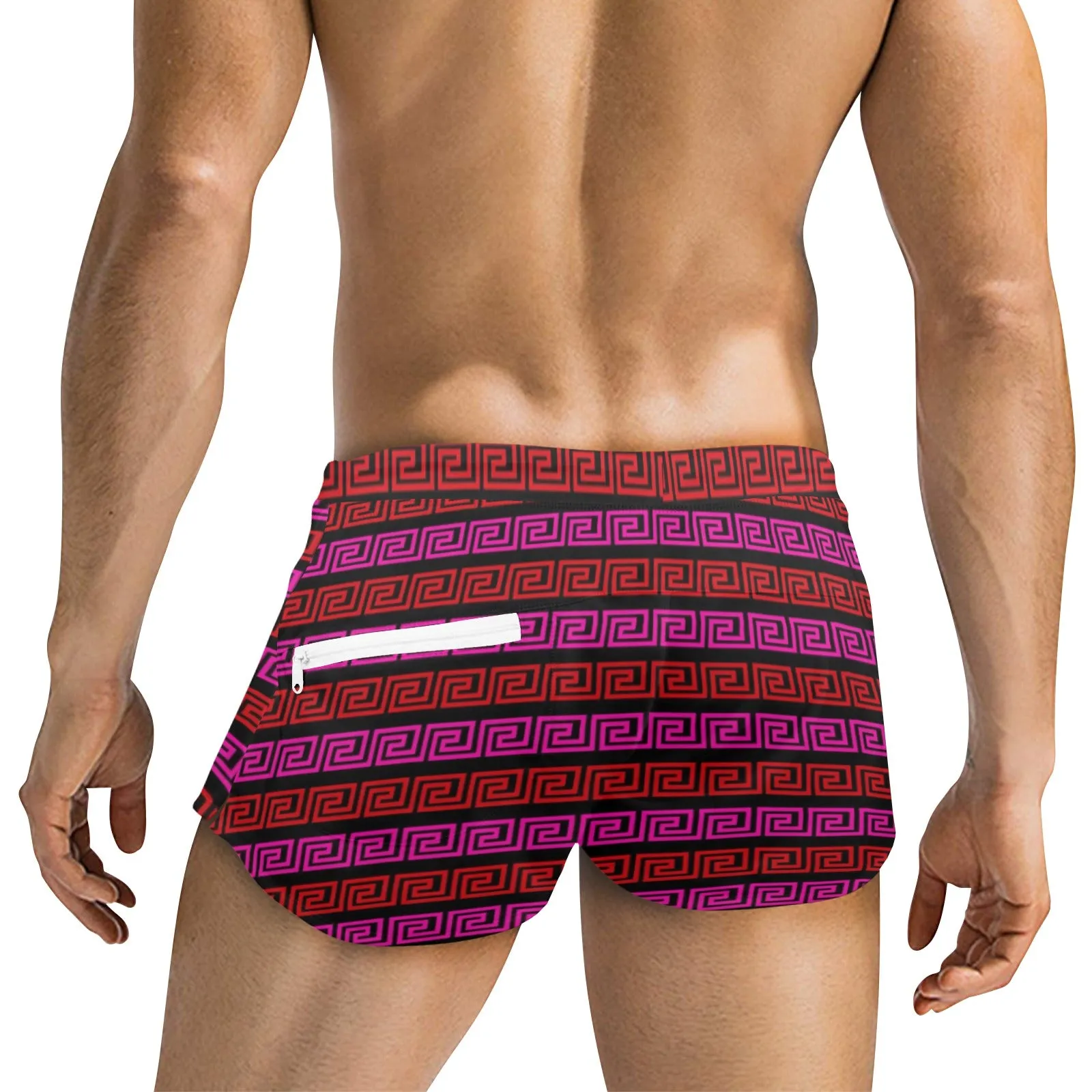 grk ky blk print Men's Swim Trunks with Zipper Pocket (Model L71)